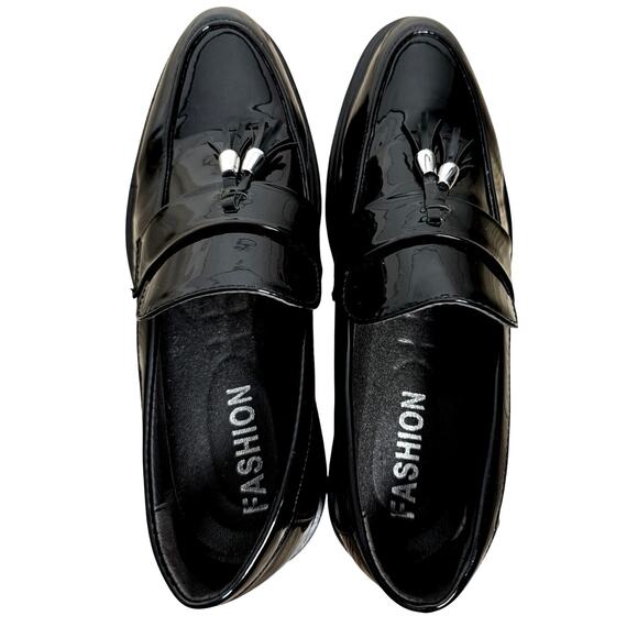 ZUAUOOT Patent Leather Tassel Loafers Non-Slip Formal Tuxedo Shoes, Size 9.5 - Picture 6 of 10